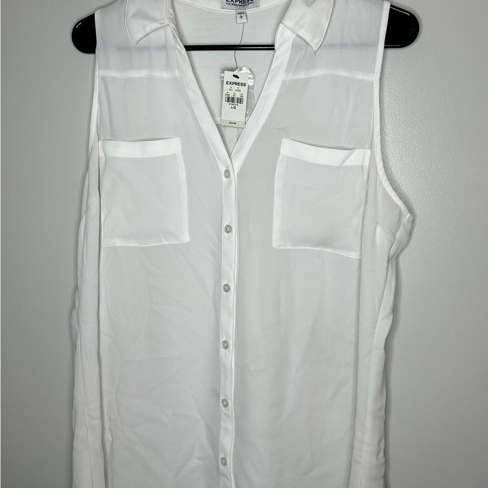 Express Classic White Button-Up Shirt